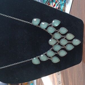 Blue-green (aqua) Statement Neckace, 11"-12" drop